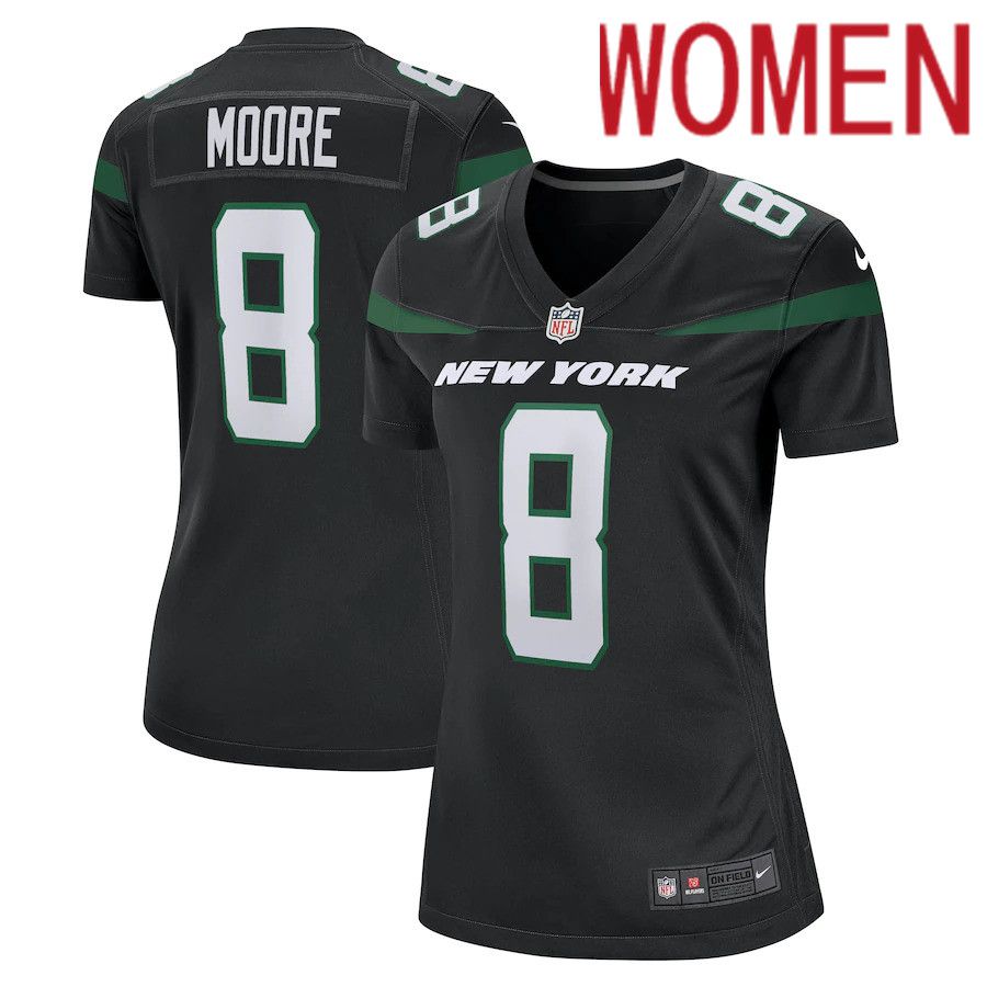 Women New York Jets #8 Elijah Moore Nike Stealth Black Game NFL Jersey